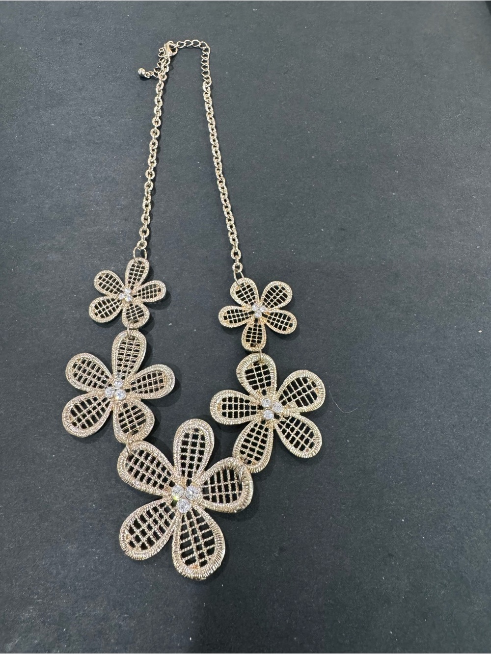 Gold Floral Statement Necklace - Elegant Flower Pendant Necklace